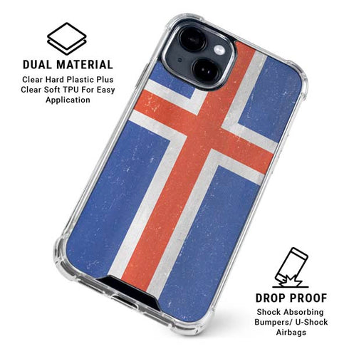 Iceland Flag Distressed iPhone 15 Clear Case
